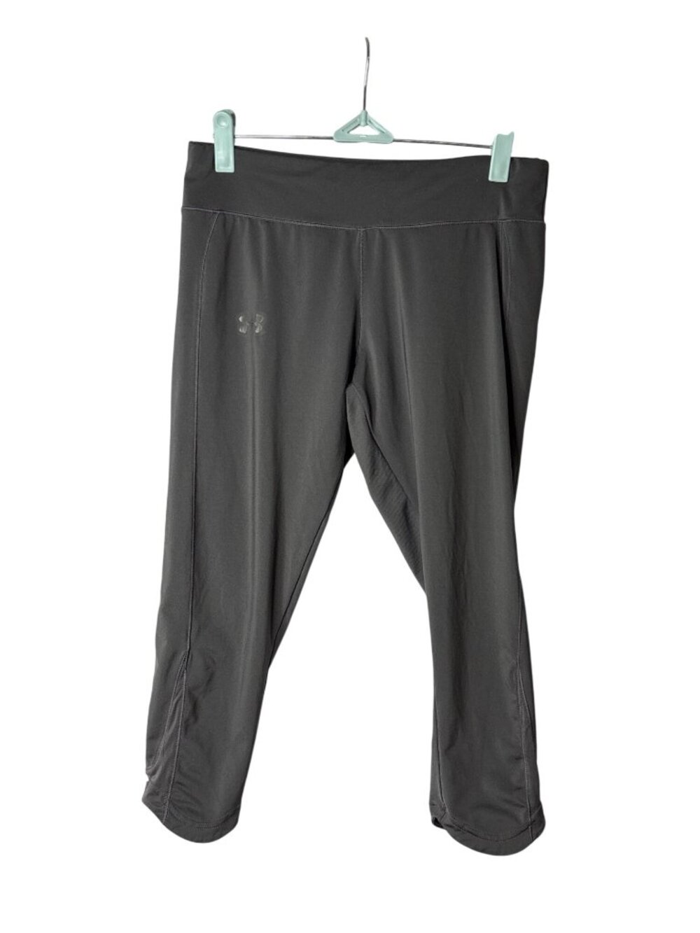 Under Armour Womens Capri Leggings Size S Fitted Heat Gear Grey Yellow